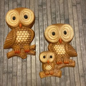 Vintage 1981 Foam Craft Owl Wall Hanging Set Of 2